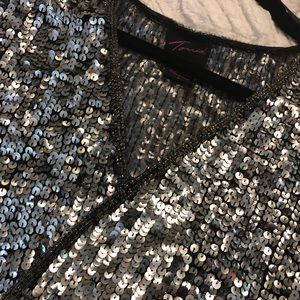 TORRID RARE SILVER SEQUIN SHRUG DARK TOP